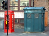 Telephone and Police Boxes, Royal Mile, Edinburgh